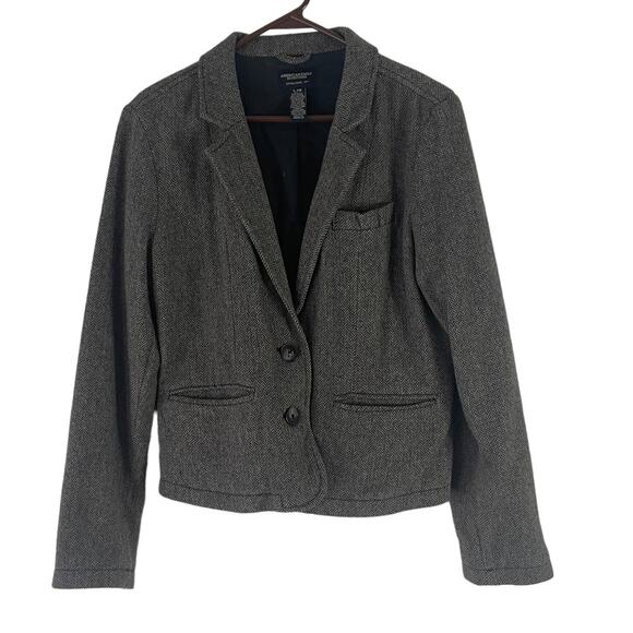 American Eagle Women's Size Large 70% Wool Grey 2 Button Blazer - Picture 1 of 9